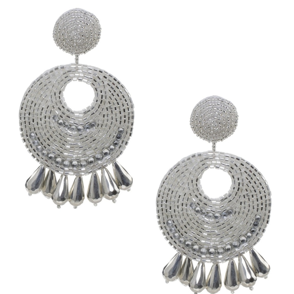 KENNETH JAY LANE, SILVER LARGE GYPSY BEAD E…